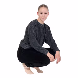Sweater met breed elastiek en glittertje